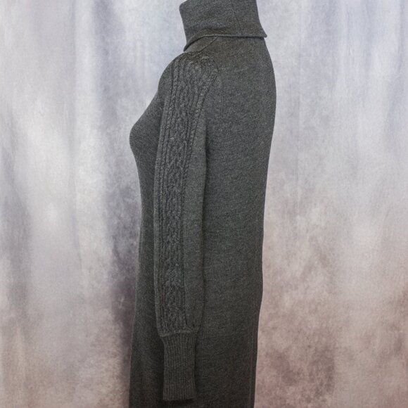 Classiques Entier Grey Turtleneck Sweater Midi Dress 100% Wool - Picture 3 of 5